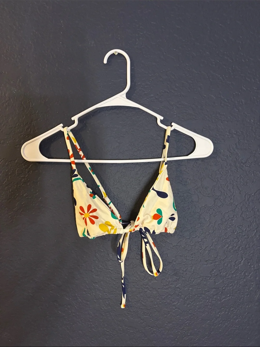 Floral Tie-Front Bikini Top - Yellow Multi- Full Coverage